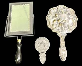 Vintage Art Deco Handheld Mirrors  SilverPlated Hans Jensen Denmark Hand Mirror