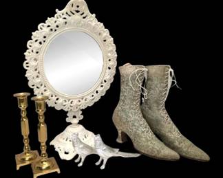 Victorian Boots, Cast Iron Mirror  More