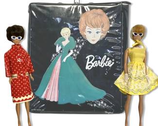 Vintage Barbie Box w 1960s Midge Barbie Dolls, Clothing,  More