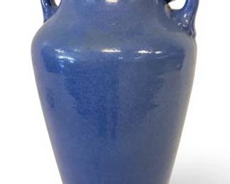 Blue Double Handled Floor Vase  Marked USA