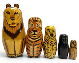 Handmade Wooden Animal Nesting Dolls