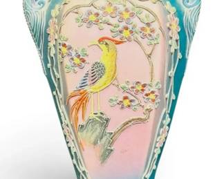 Japanese Porcelain Handled Vase with Handpainted Phoenix