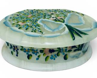 Handpainted Italian Alabaster Trinket Box