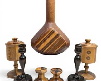 MultiColored Wood Vases, Lidded Goblets,  Candleholders