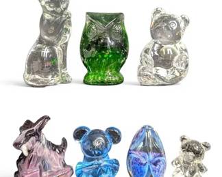 Boyd Scottie Dog, Lefton Owl,  More Glass Paperweights