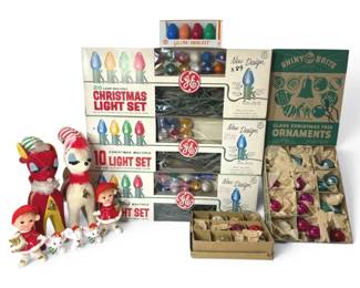 Vintage Shiny Brites, Christmas Lights,  More