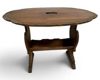 Intricately Carved Wooden Side Table
