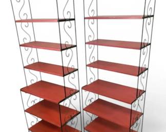 Two Red Metal Shelves