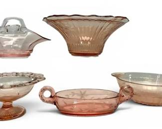 Large Pink Depression Glass Bowl  More