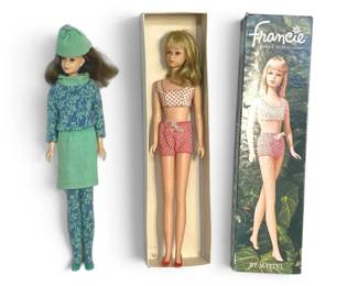 Two 1965 Francie Barbie Dolls by Mattel
