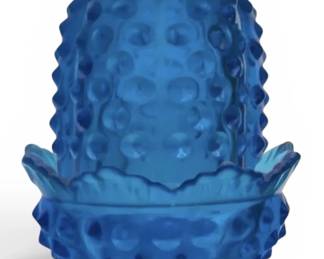 Fenton Blue Glass Hobnail Fairy Lamp
