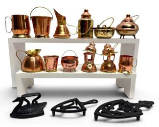 Vintage Miniature Copper  Brass Dollhouse Kitchen Utensils