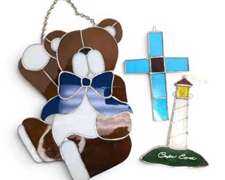 Stained Glass Bear, Lighthouse  Cross