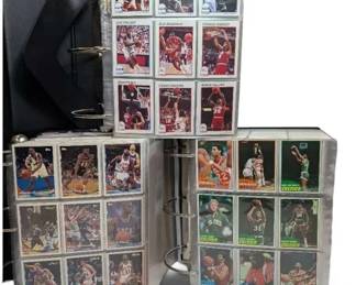 Three Basketball Card Binders Of NBA Hoops, Topps Gold, Upper Deck  More