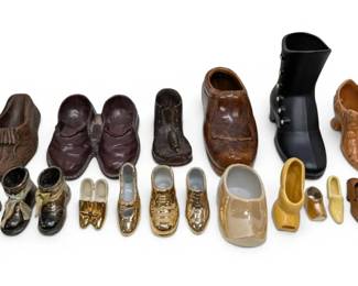 Brown  GoldToned Shoe Figurines