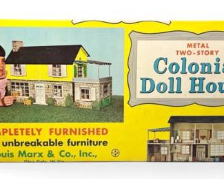 Vintage Marx Tin Lithograph Colonial Doll House