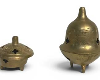 Two Brass Incense Burners
