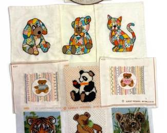 Adorable Animal Needlepoints One Unfinished
