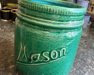 Green "Mason's Patent 1858" Ceramic Jar Planter