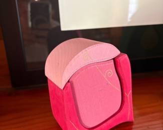 Pink Wooden Trinket Box with Gold Swirls