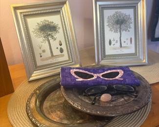 Vintage Botanical Tree Prints in Silver-Tone Frames (Pair)