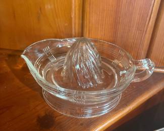 Hazel Atlas "Crisscross Clear" Glass Citrus Juicer with Reamer