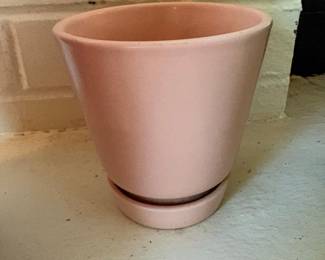 Pink Ceramic Planter with Saucer