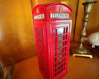 Red British Telephone Box Money Box
