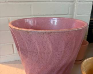 Mid-Century Pink Speckled Ceramic Planter - USA Pottery