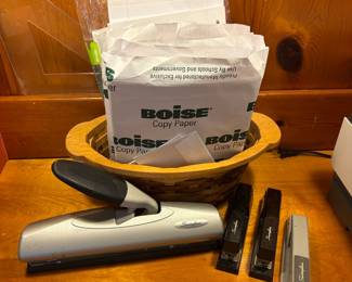 Lot of 3 Swingline Staplers and Boise Copy Paper