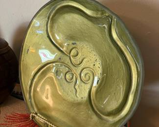 Santa Anita Ware Green Leaf Divided Platter Tray