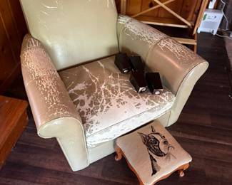 Vintage Armchair and Ottoman Set