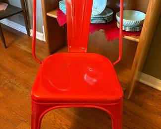 Red Metal Tolix Style Chair