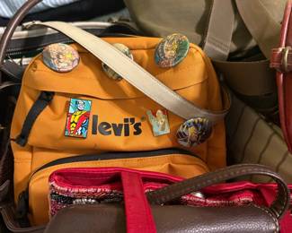 Levi's Orange Canvas Backpack with Comic Book Pins