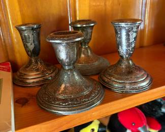 Set of Four Silver-Plated Candlesticks