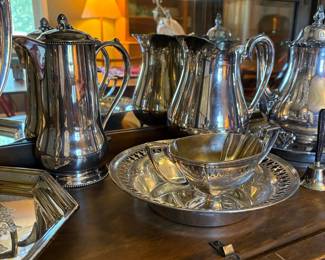 International Silver Company Silver Plated Coffee Pot, Creamer, and Sugar Bowl Set
