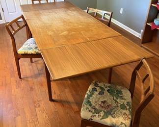 Danish Modern Teak Dining Table and Chairs Set