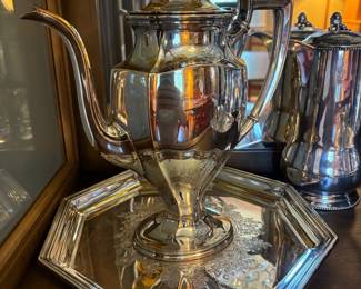 Silver Plated Coffee Pot and Tray Set