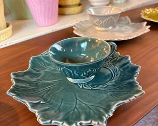 Steubenville Woodfield Green Leaf Tea Cup and Saucer Set