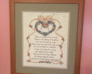 Bucilla "Love is Patient" Cross-Stitch Verse with Floral Heart