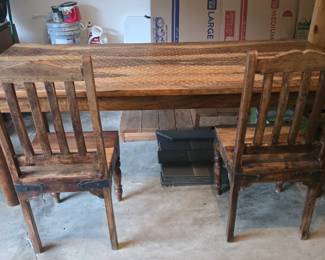 Hawthorne collections wood dining table with 6 chairs - 82 x 38 x 20