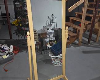 Ethan Allen yellow painted wood cheval mirror