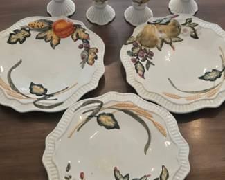 Bella Casa by Ganz embossed fruit dinner plates with scalloped edge