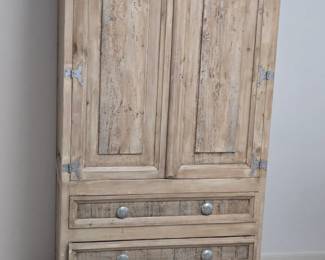 Rustic pine armoire with distressed finish 23in x 39in x 72in