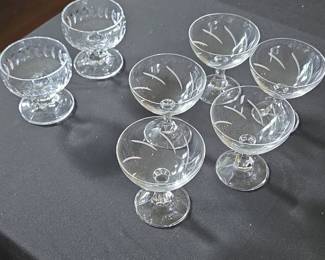 Vintage Etched Wheat Pattern Dessert Glasses