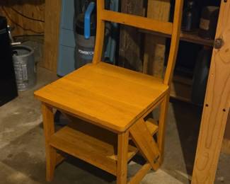 Wooden Library Step Stool Chair