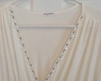 Cream Beaded VNeck Dress second image