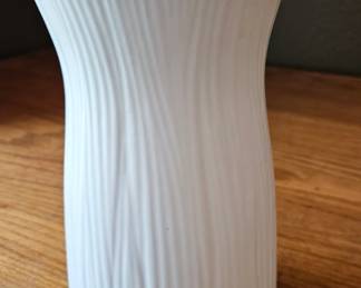 White Ribbed Ceramic Vase