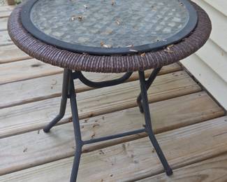 Wicker and Glass Patio Table