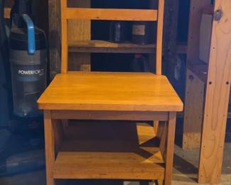 Wooden Library Step Stool Chair second image